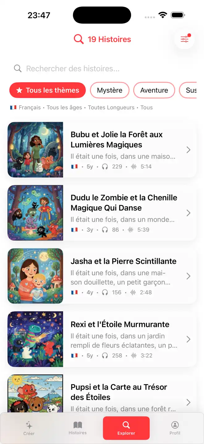 Voki histoire personnalisée du soir en français — capture d'application pour enfants